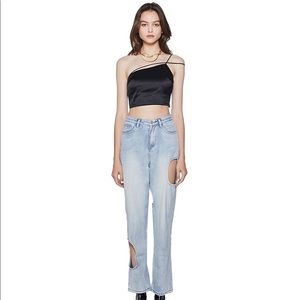 BRAND NEW BLACK SATIN TOP - size 00 / 0 / XS